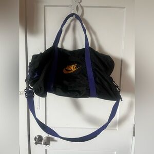 Vintage Nike Black and Purple large Duffel Bag